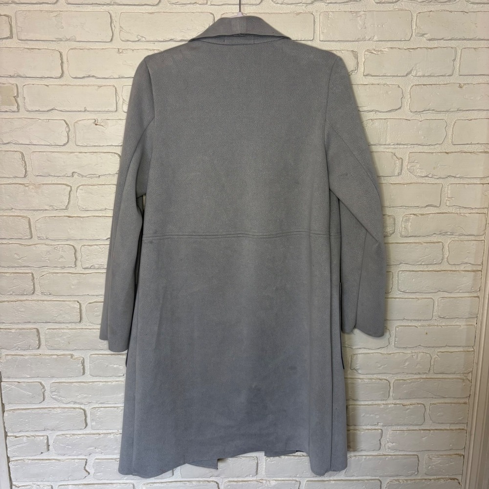 Philosophy Women's Small Oversized Faux Suede Light Blue Gray Long Jacket - Picture 6 of 6